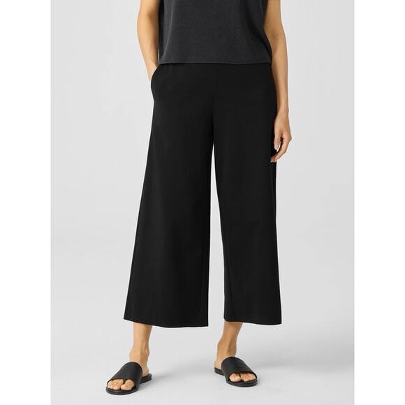 Eileen Fisher Cotton Ponte Wide-Leg PantEasy Fit Cropped Length Size Small Wm’s - Picture 3 of 7